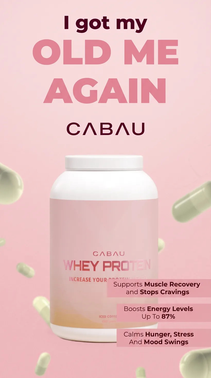 Productadvertentie voor een whey-eiwitpoeder